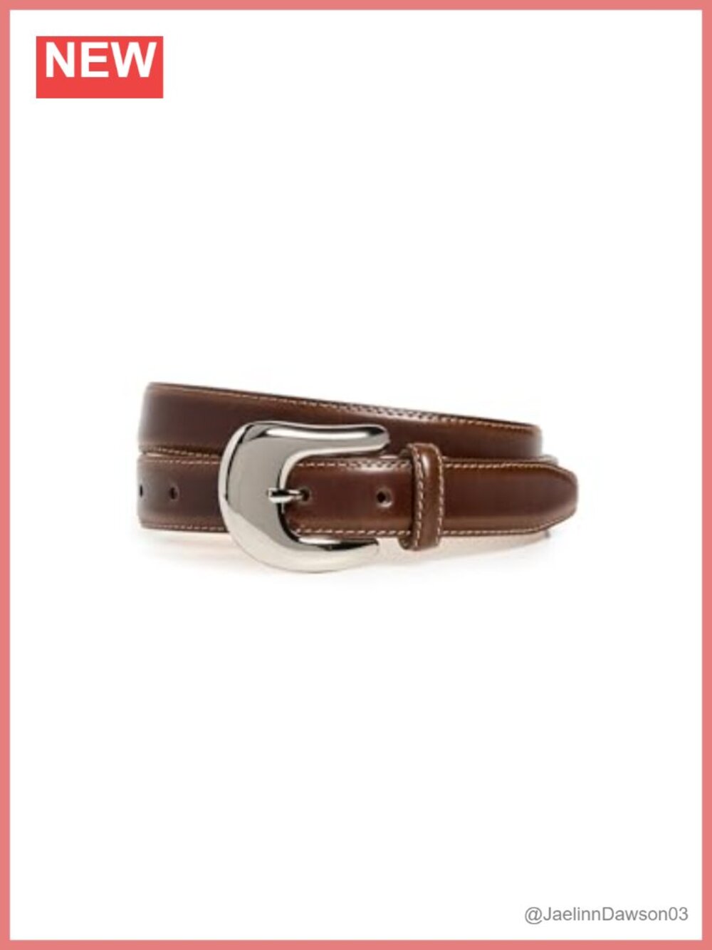 Genuine Leather Silver Plated Statement Buckle Belt 1in Wide